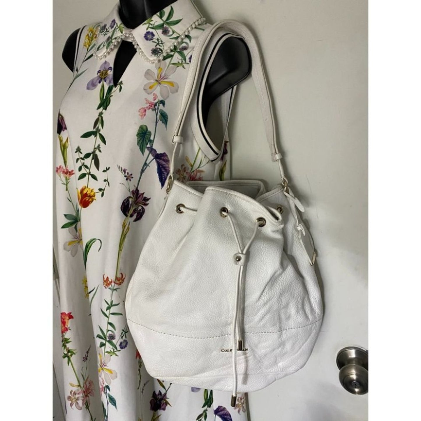 COLE HAAN White Large Leather Tote/ Shoulder Bag