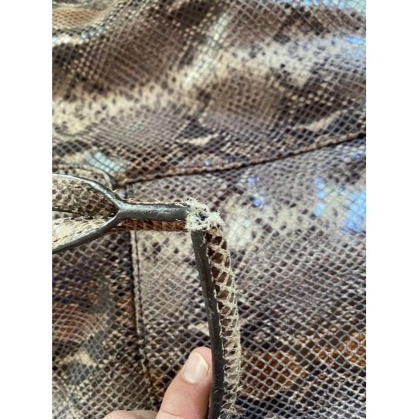 Elie Tahari Snake Print Brown Beige Leather Shoulder Bag
