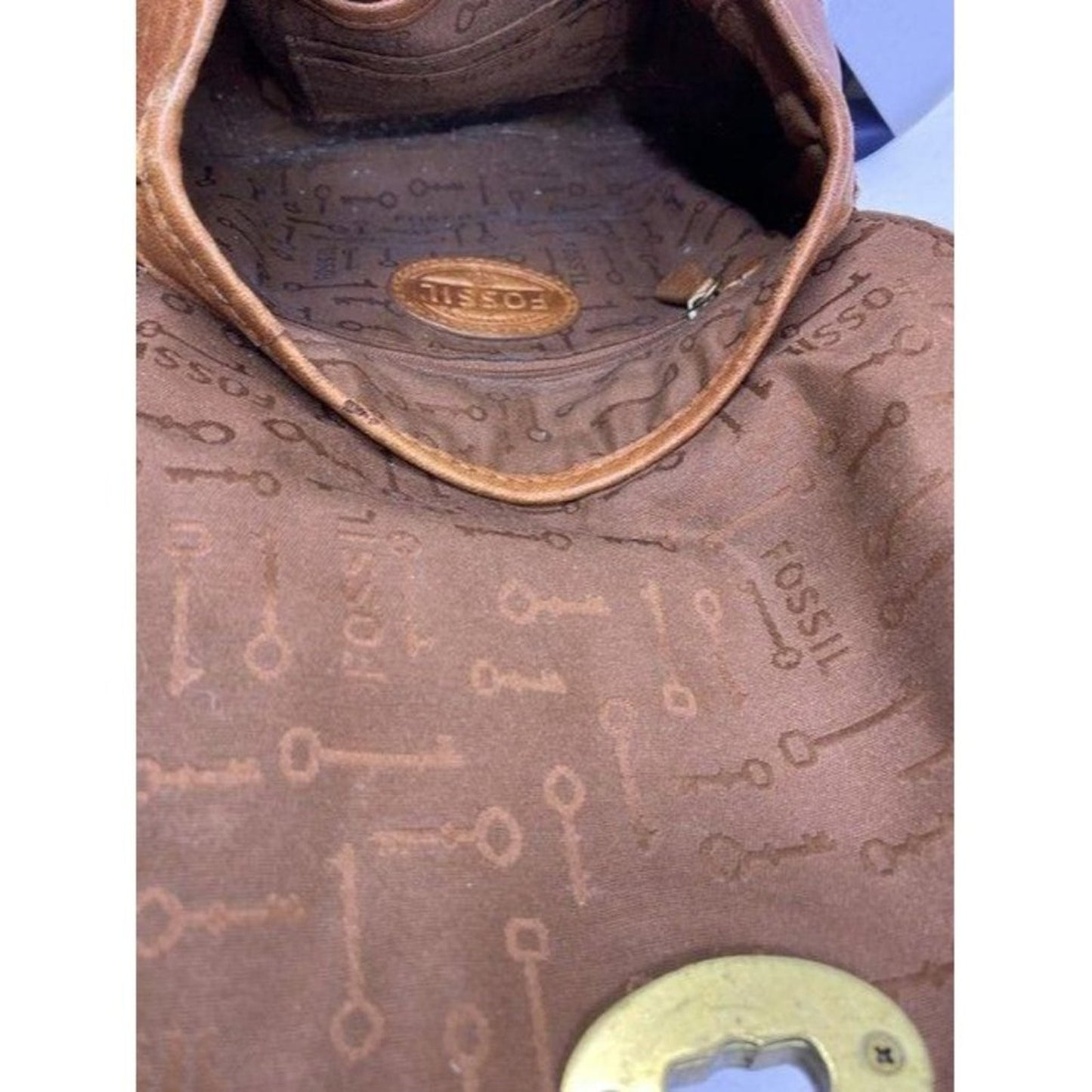 Fossil brown leather shoulder bag