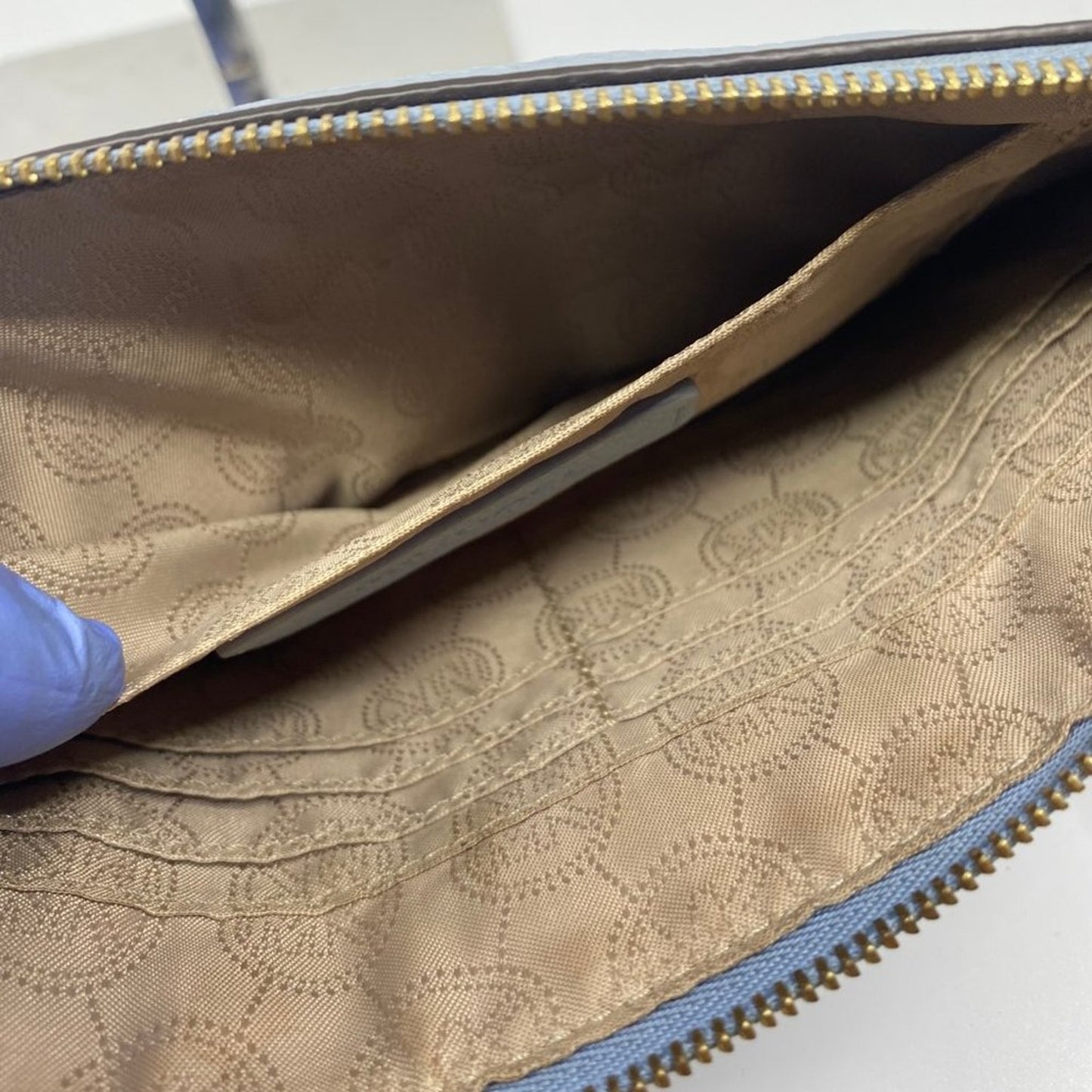 Michael Kors Pastel Blue Grain Leather Wristlet
