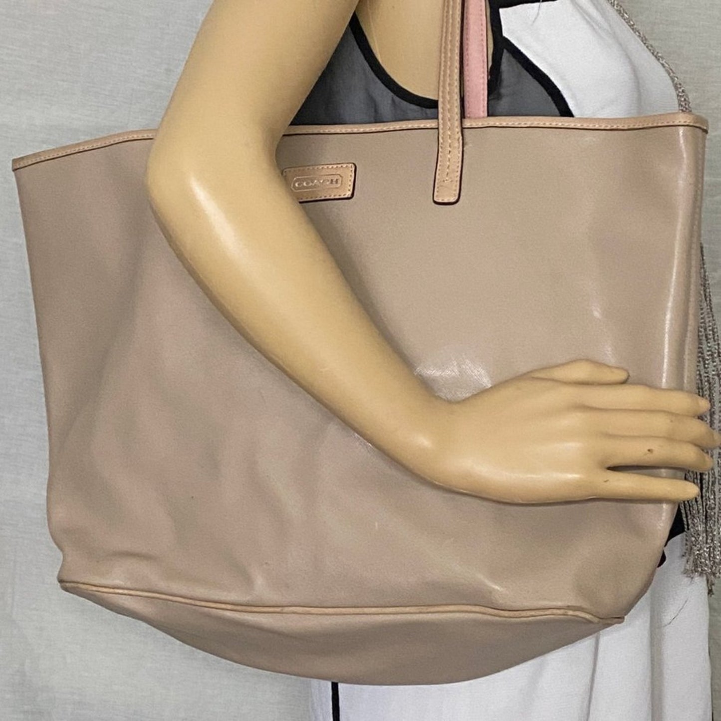 COACH XL Size Tan Coated Canvas Shopping Tote
