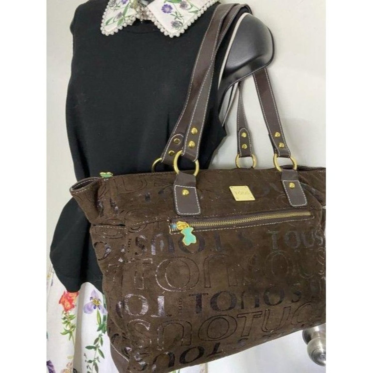 tous msrp brown suede leather cross body bag