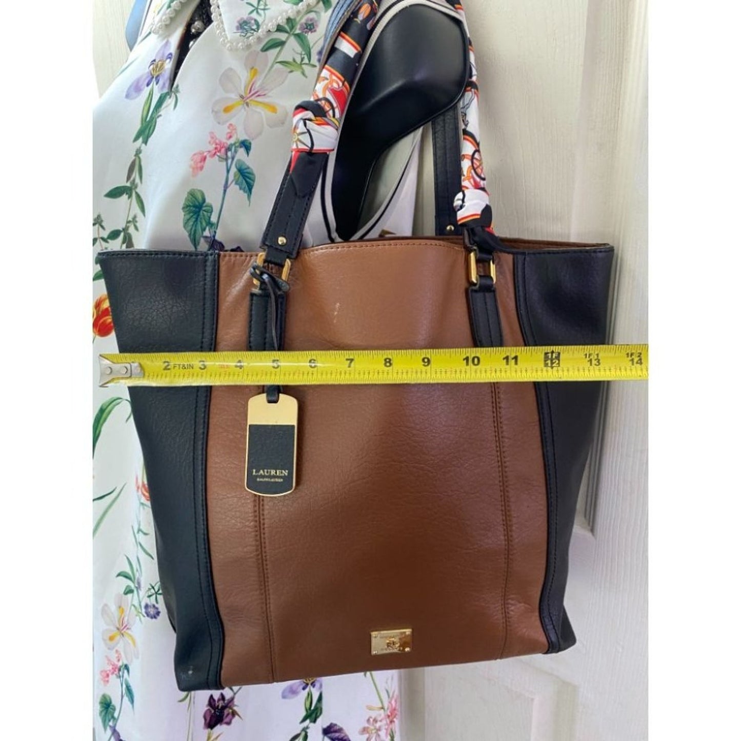 Ralph Lauren Black Brown Faux Leather Shoulder Bag