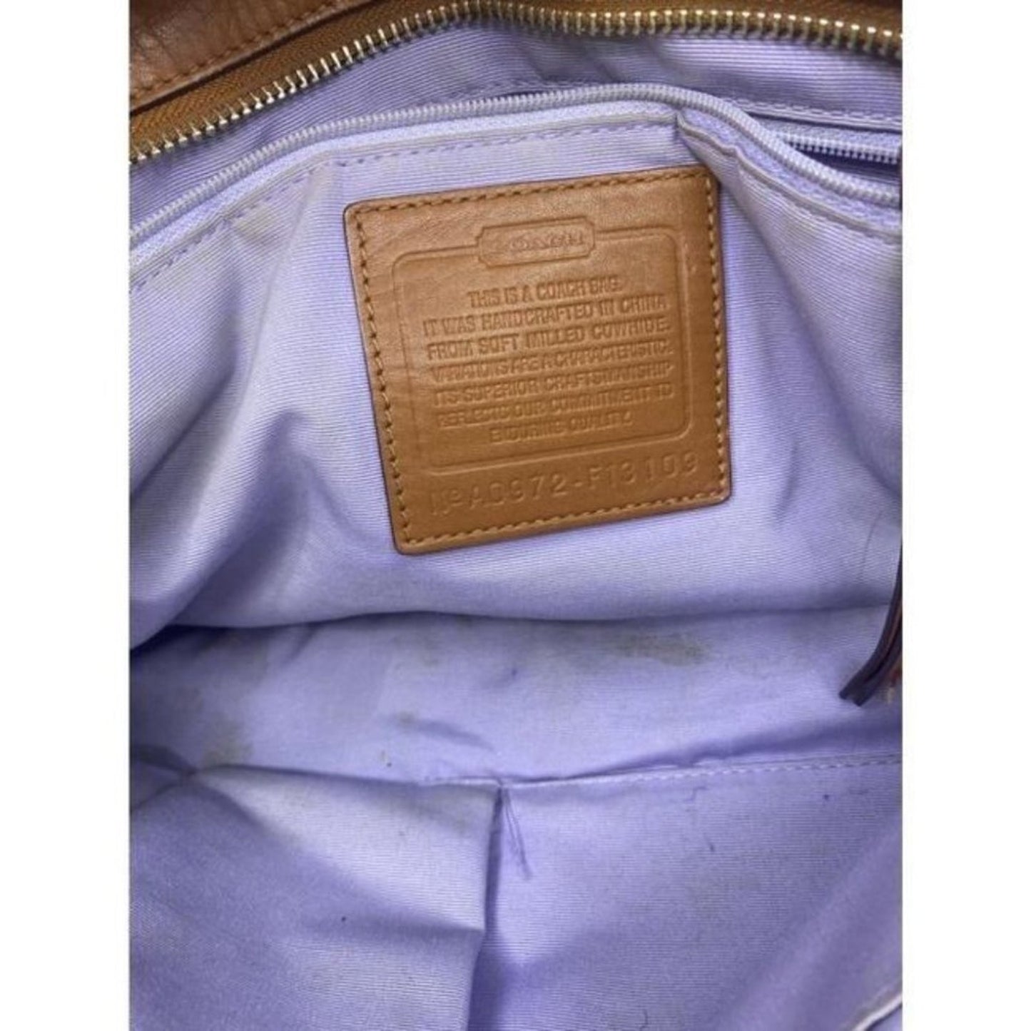 COACH Large White Brown Leather Shoulder Bag