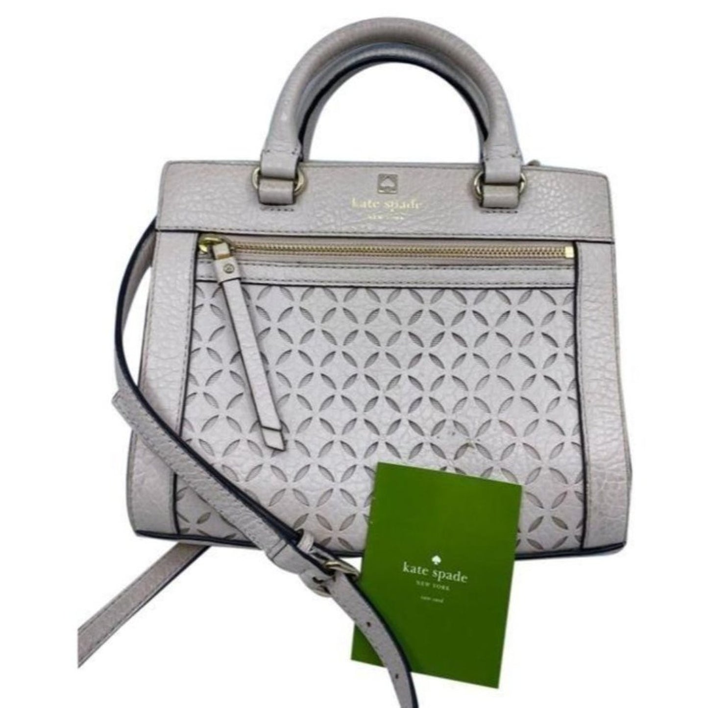 kate spade medium handbag w strap white leather cr
