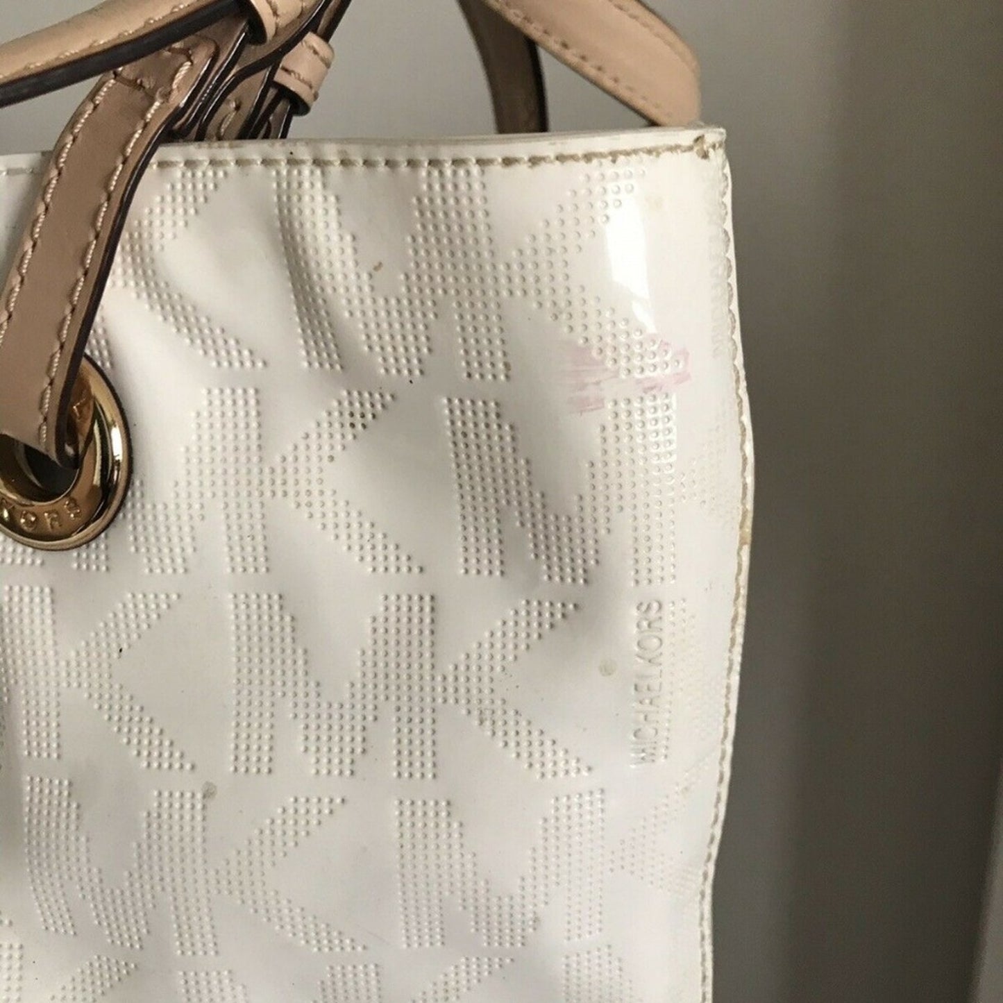 MICHAEL KORS White Patent Leather Tote Bag