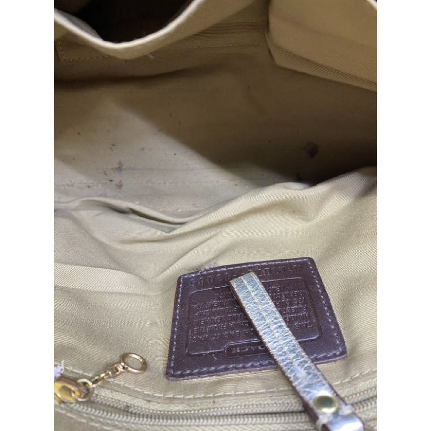 Coach Tan Silver Hand Bag Customized Embellishment