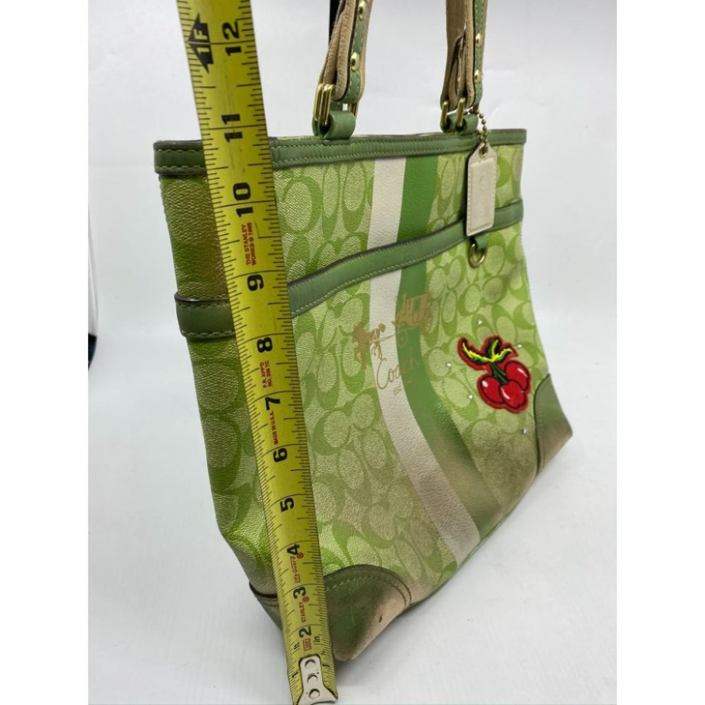 COACH Customized w/ Applique Green Tote Bag