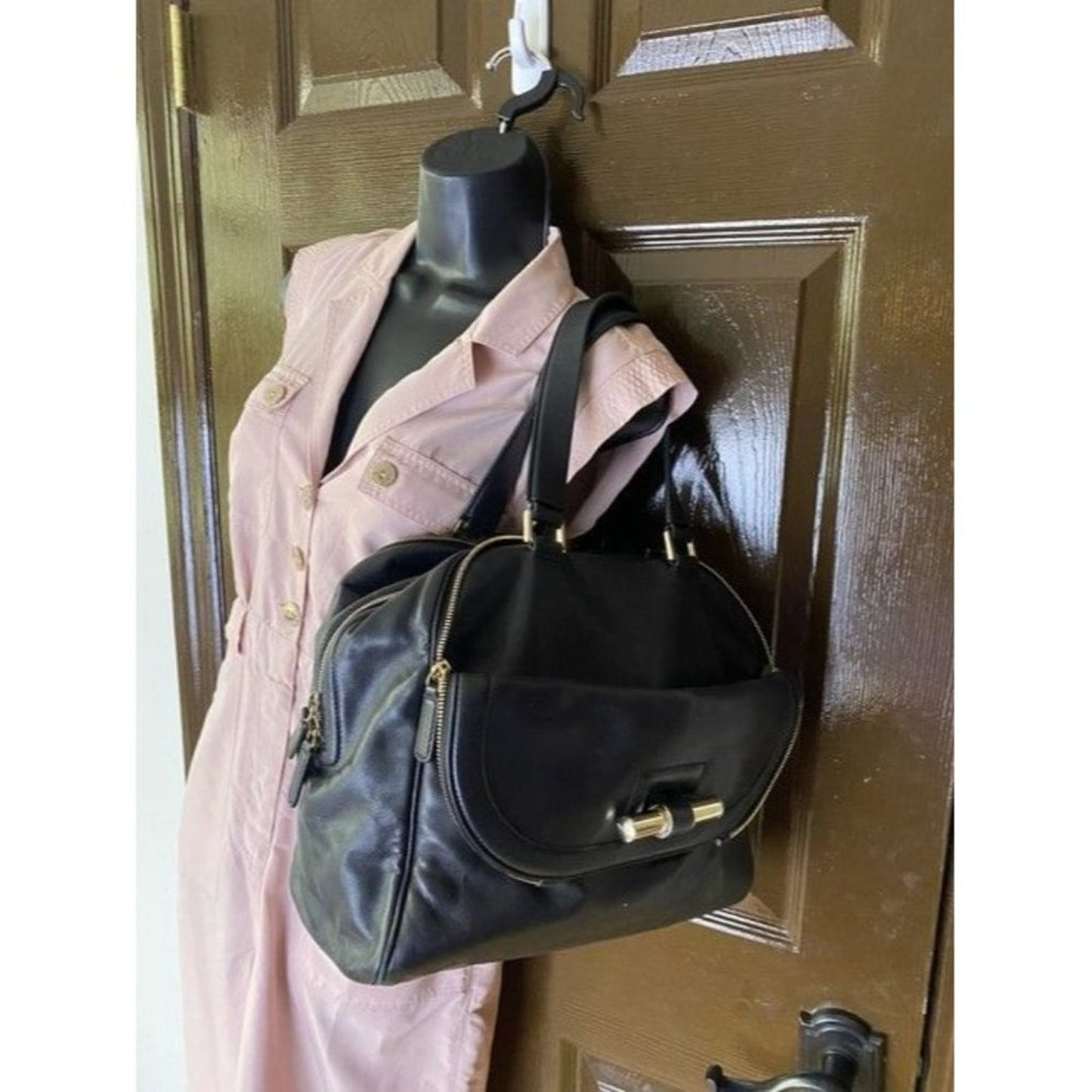 Jimmy Choo Justine Handbag Black Leather Shoulder Bag
