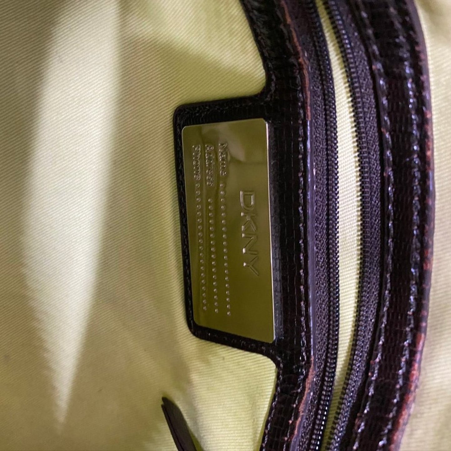 DKNY Brown Tan All Over Logo Fabric Hobo Bag