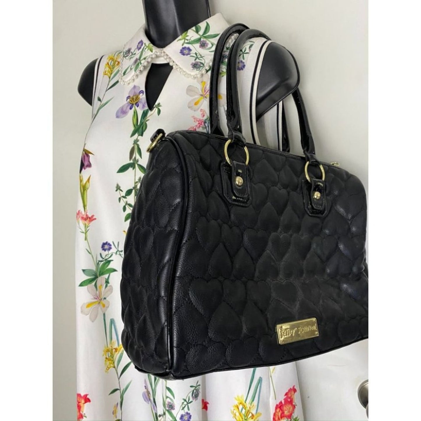 BETSEY JOHNSON Faux Leather Embellished Tote Bag
