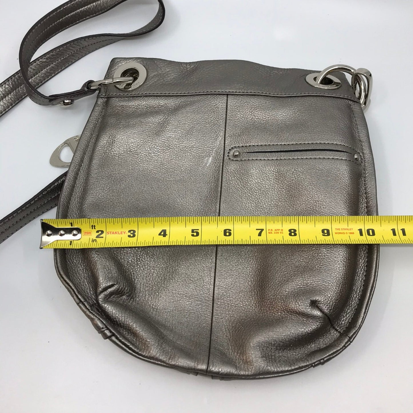 B. Makowsky Gray Leather Shoulder Bag