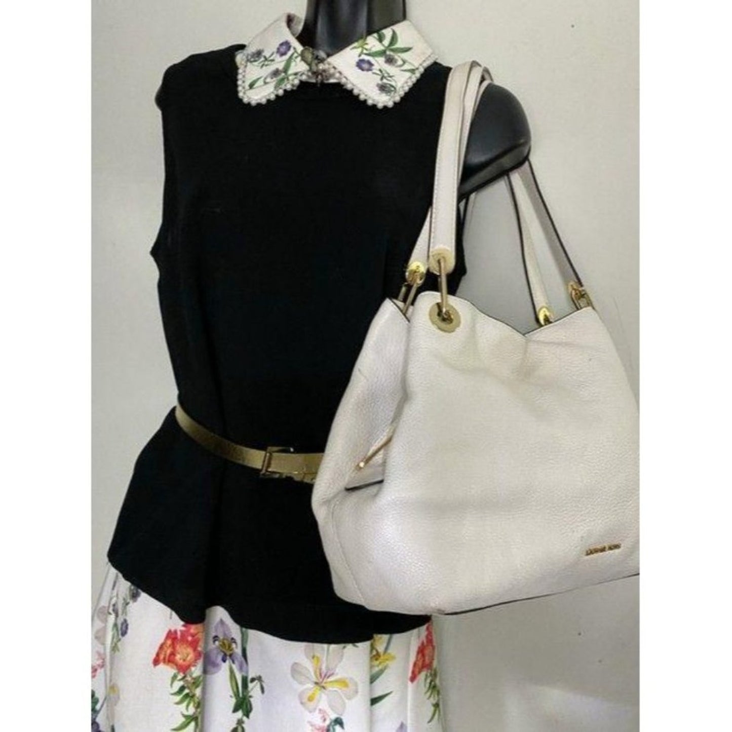 michael kors white leather shoulder bag
