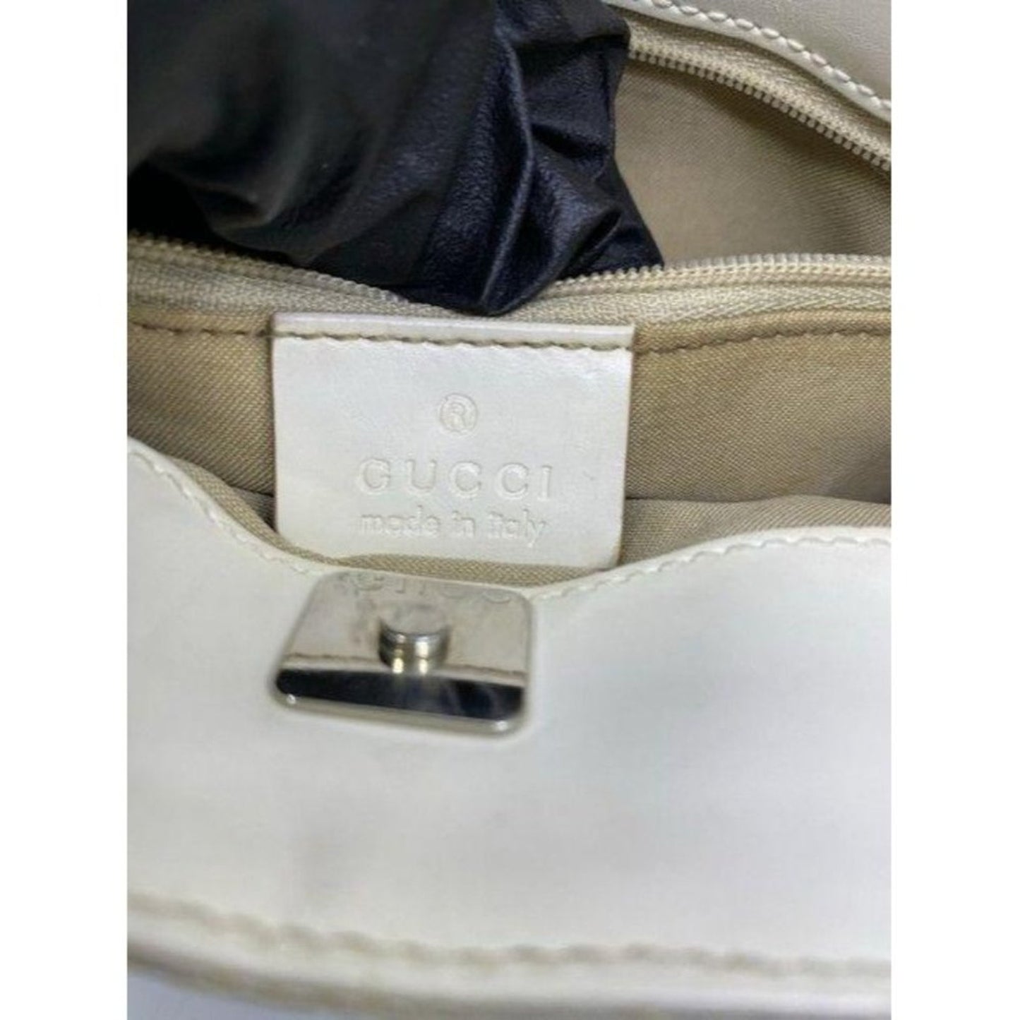 gucci vintage white jacquard fabric shoulder bag
