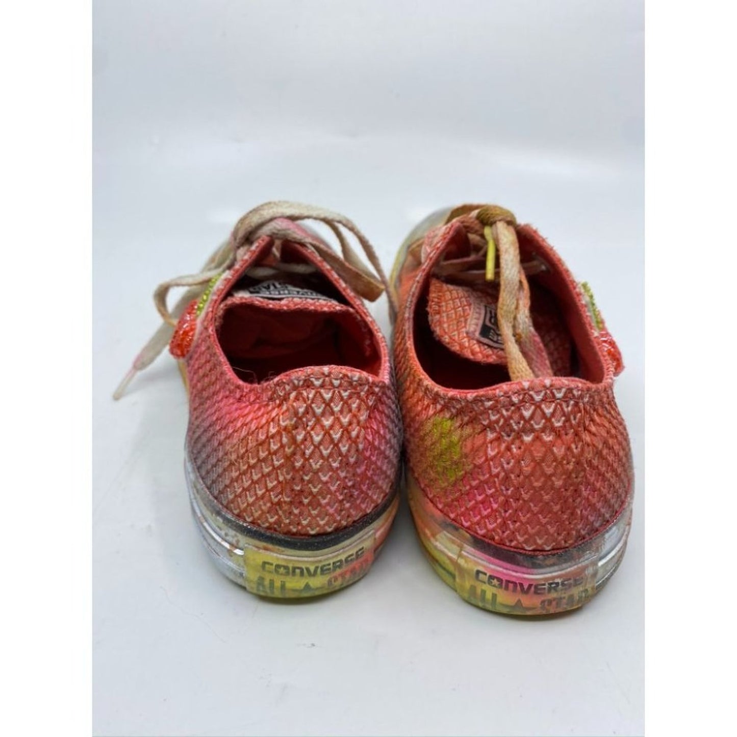 Converse Sneakers Customized Orange Silver Size 7