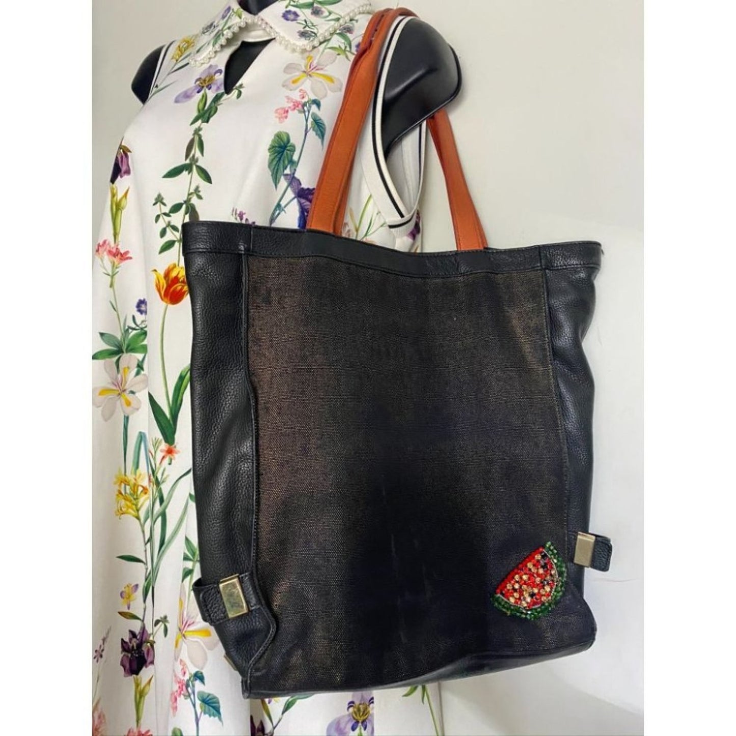 Botkier w/Customized Appliqués Large Gray Tan Tote