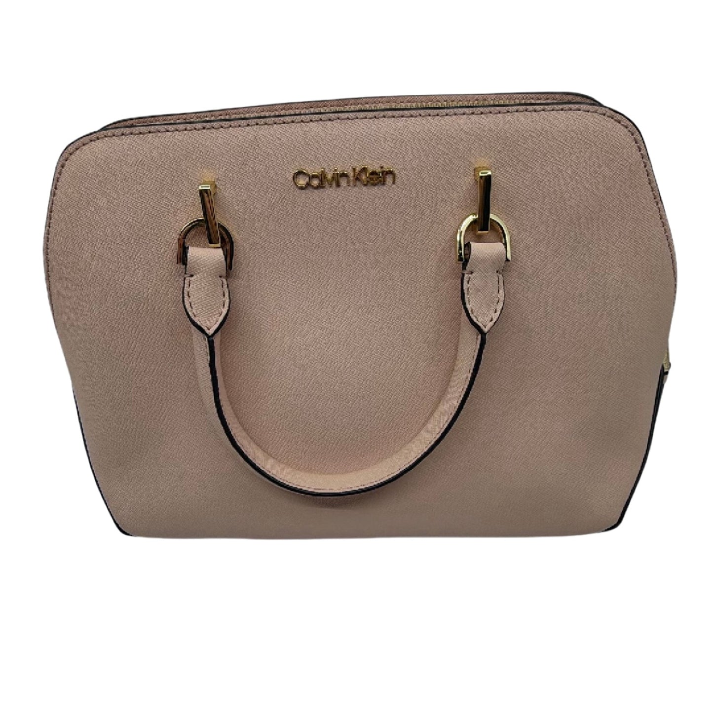 Calvin Klein Structured Satchel Pink Saffiano Handbag