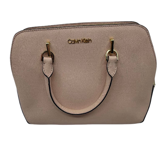 Calvin Klein Structured Satchel Pink Saffiano Handbag