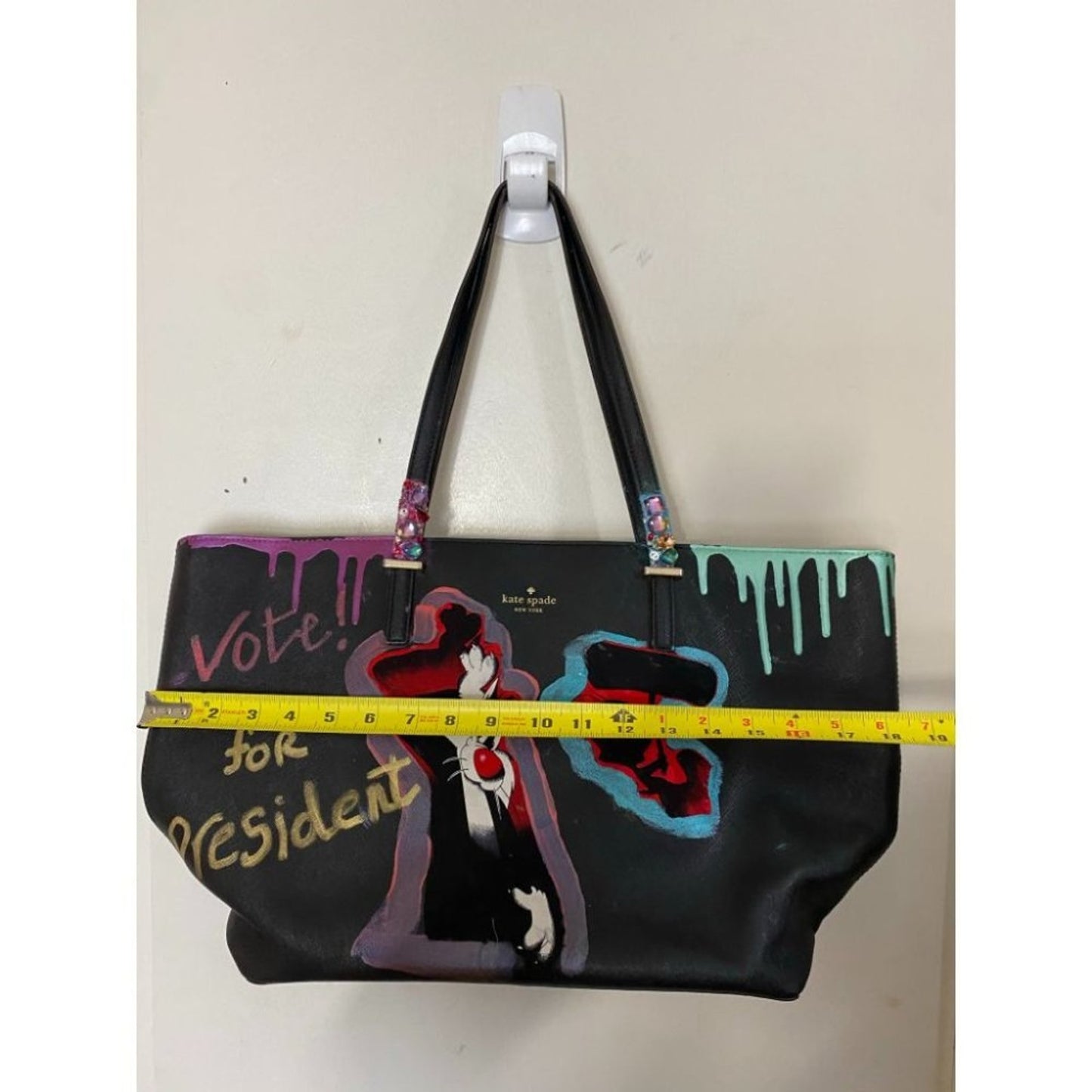 KATE SPADE Black Purple Green Leather Shoulder Bag