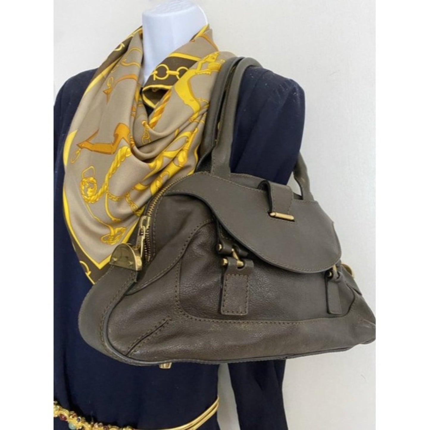 chloe handbag brown leather tote