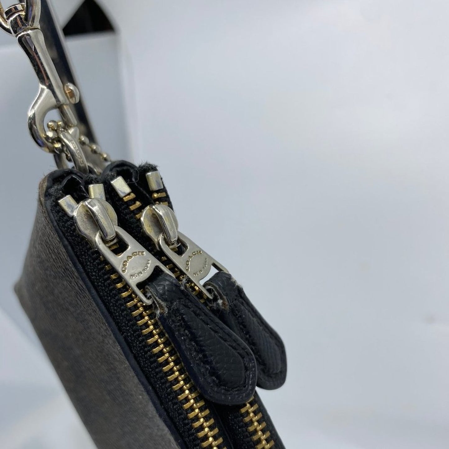 COACH Dark Brown Leather Wristlet