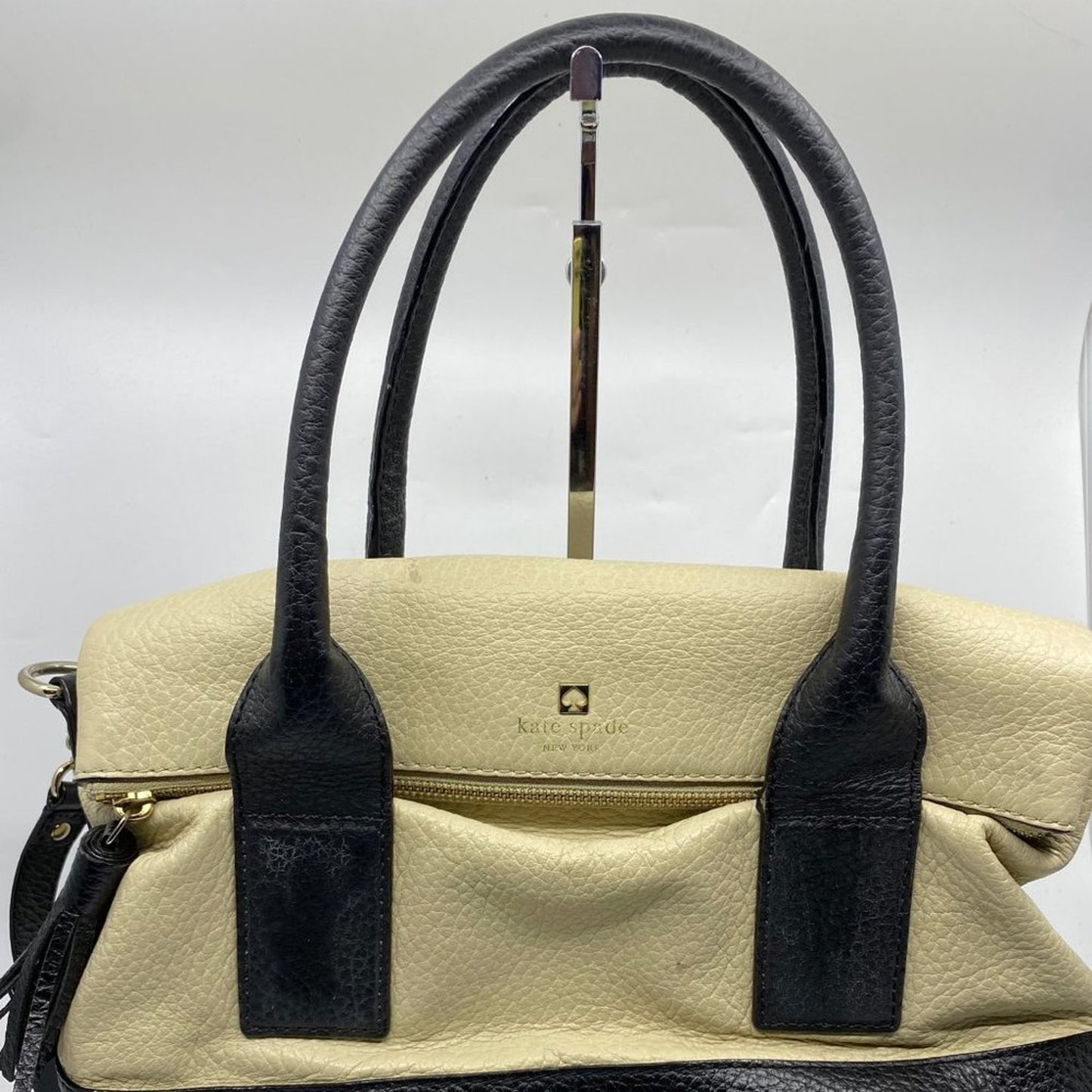 Kate Spade Cream Black Large Leather Shoulder Bag