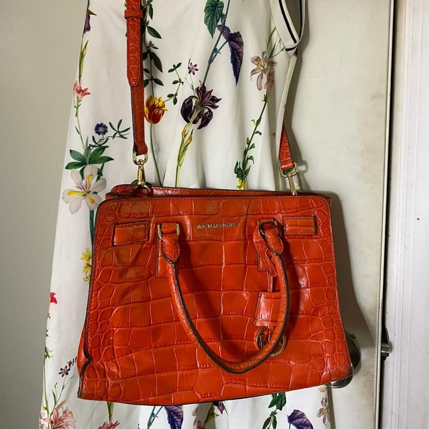 Michael Kors L Orange Leather Crossbody/Handbag