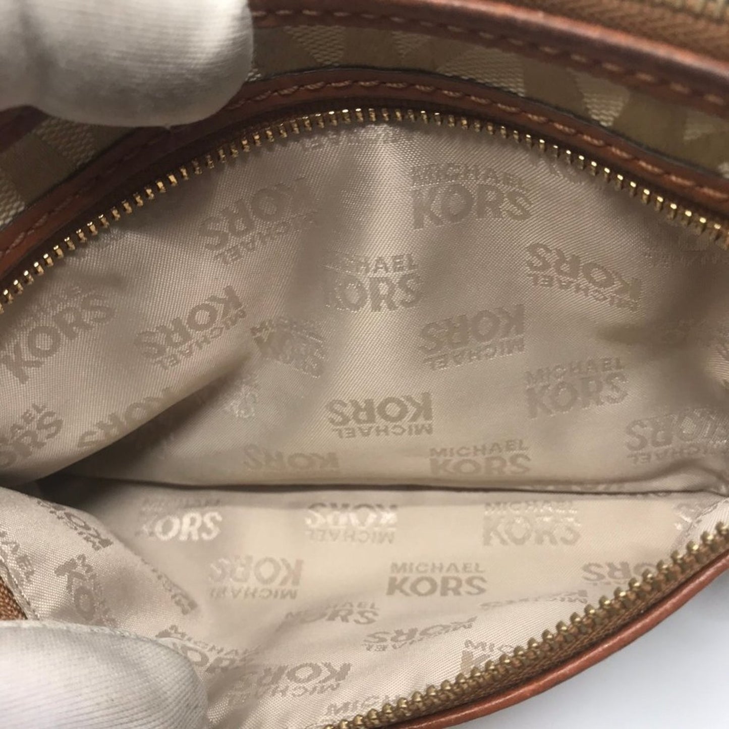 Michael Kors Fabric Tan Brown Wristlet