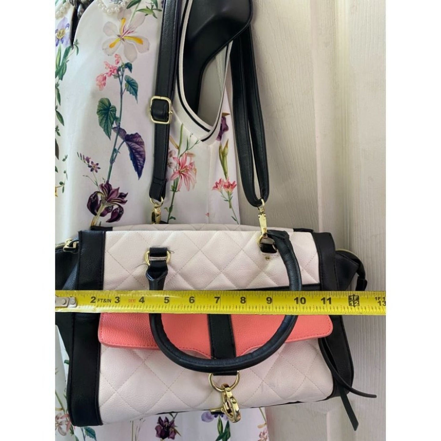 Betsey Johnson Black White Leather Shoulder Bag