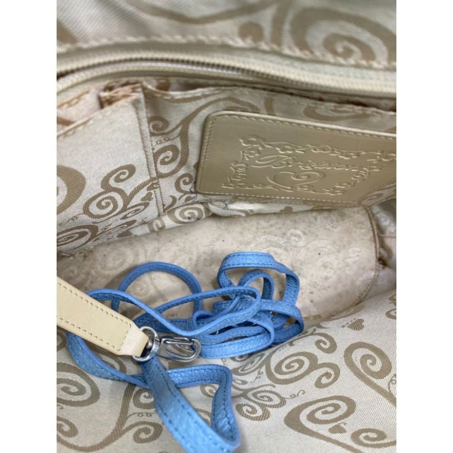 Brighton Blue Beige Faux Leather Shoulder Bag