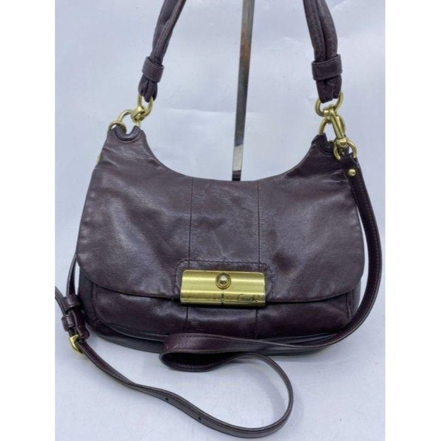 coach vintage rare brown leather cross body bag