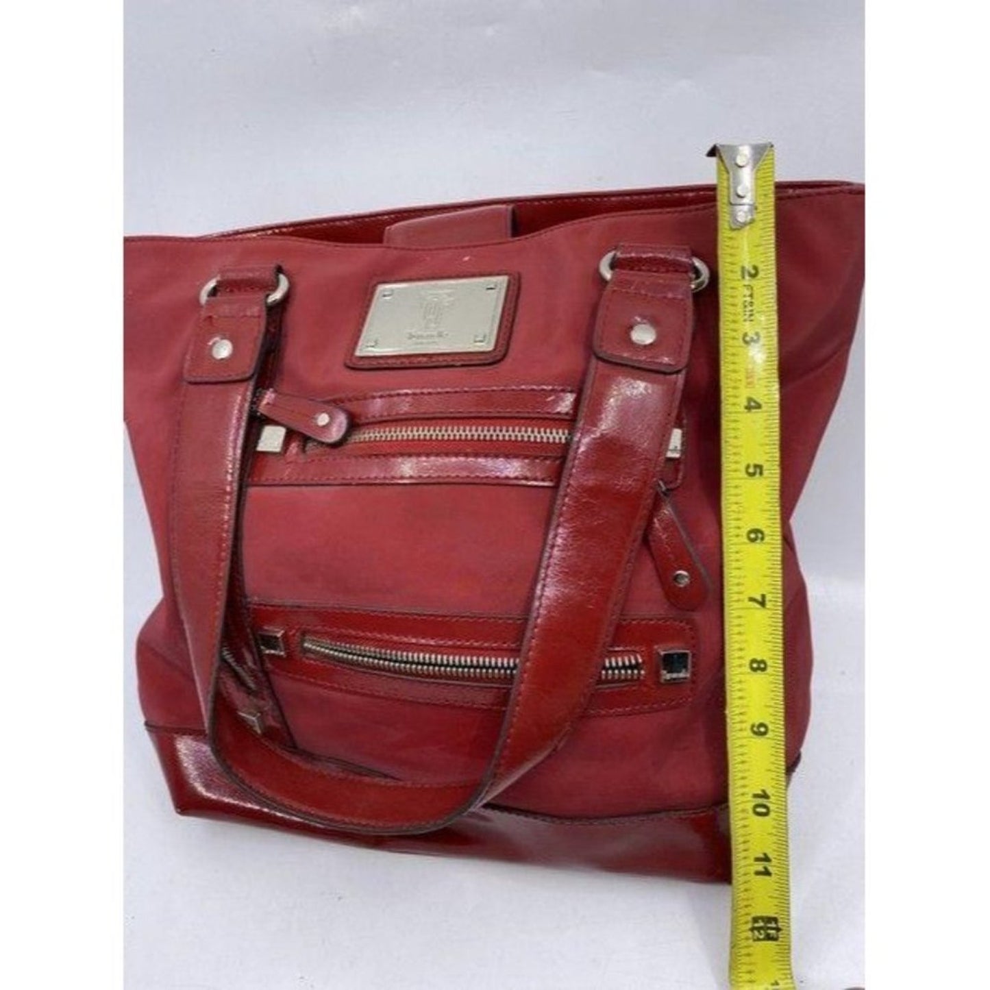 Tignanello Shoulder Bag Red Nylon Fabric Tote