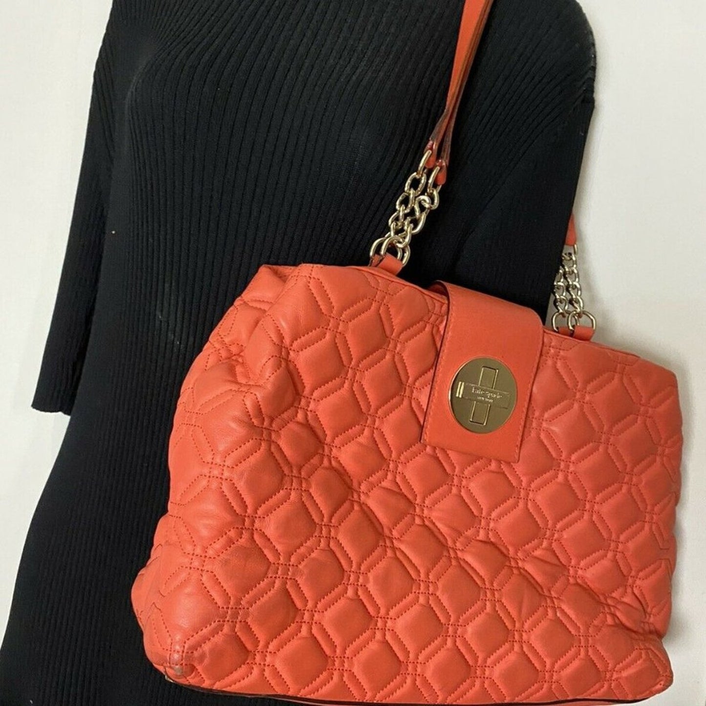 Kate Spade Orange Leather Tote Bag