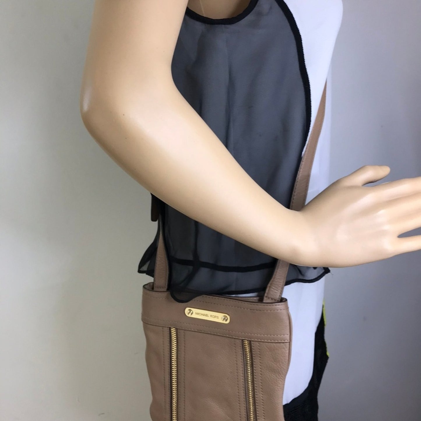 MK Leather Crossbody Bag Zipper Front
