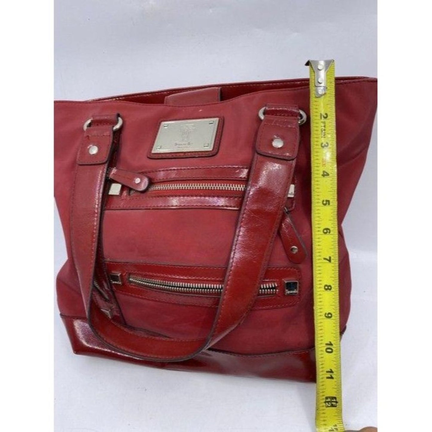 Tignanello Shoulder Bag Red Nylon Fabric Tote