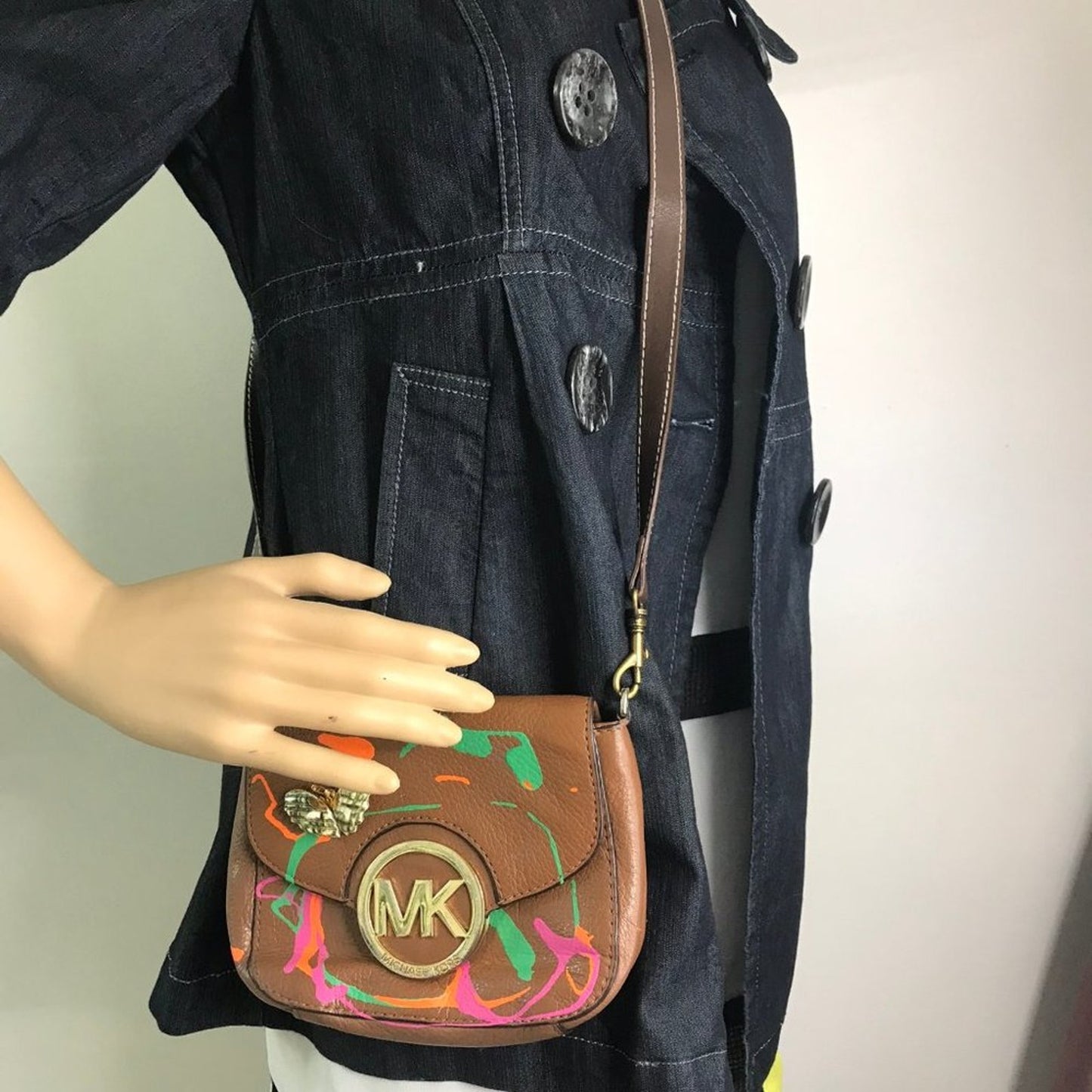 Michael Kors Customized Brown Leathe Crossbody Bag