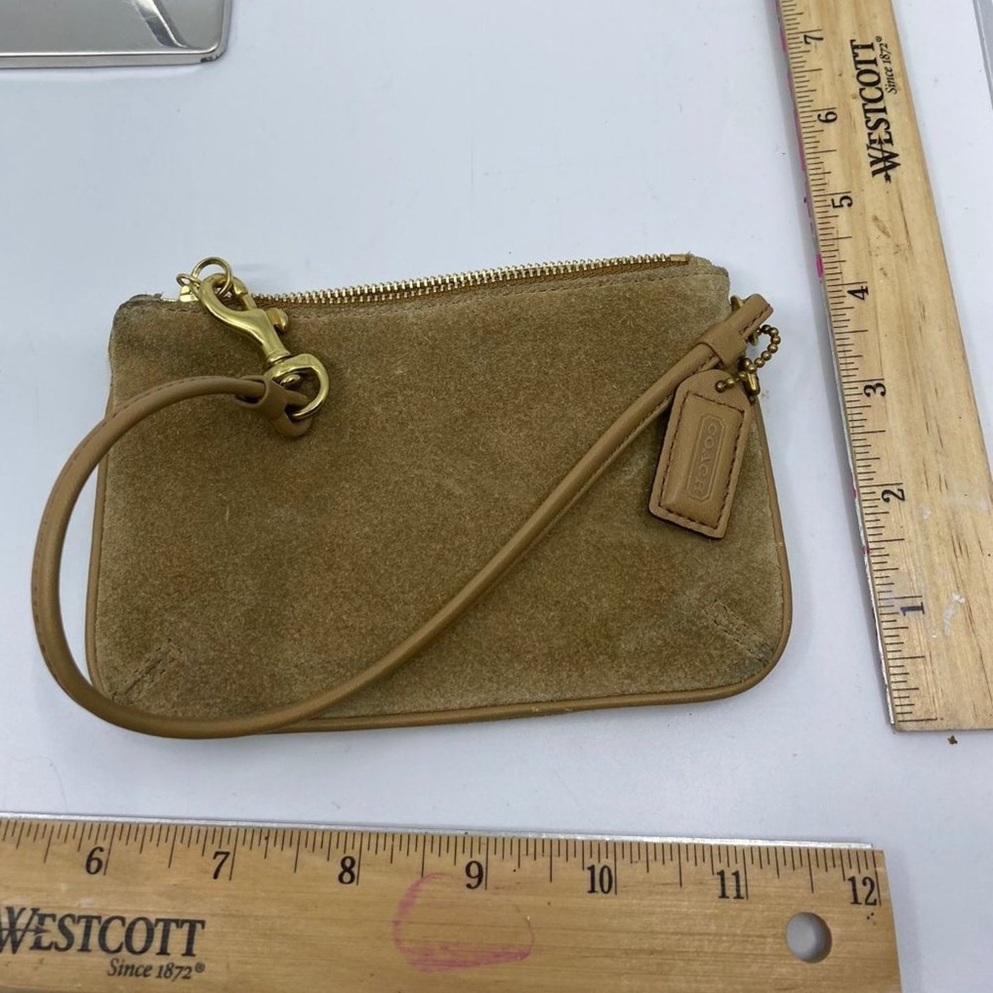 COACH Tan Velvet Fabric Wristlet