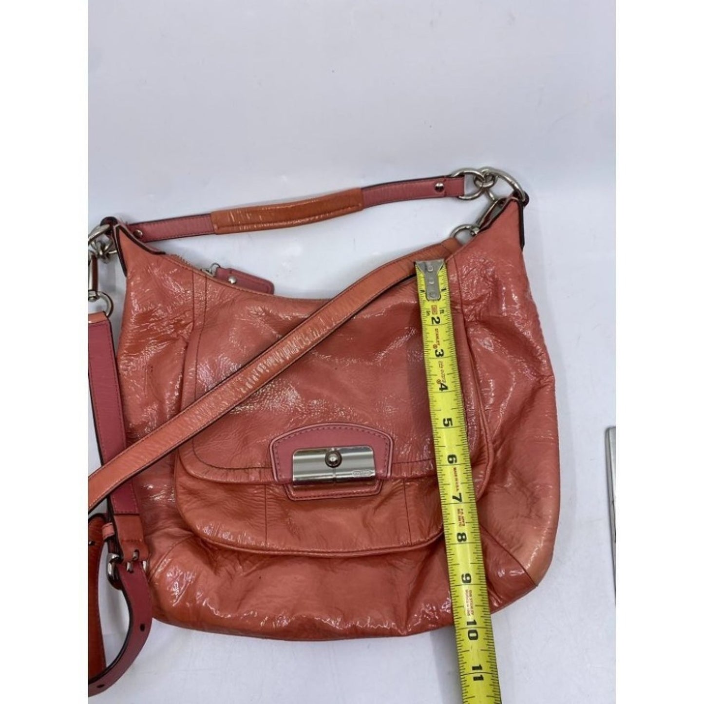COACH Large Patent Leather Orange Shoulder Bag