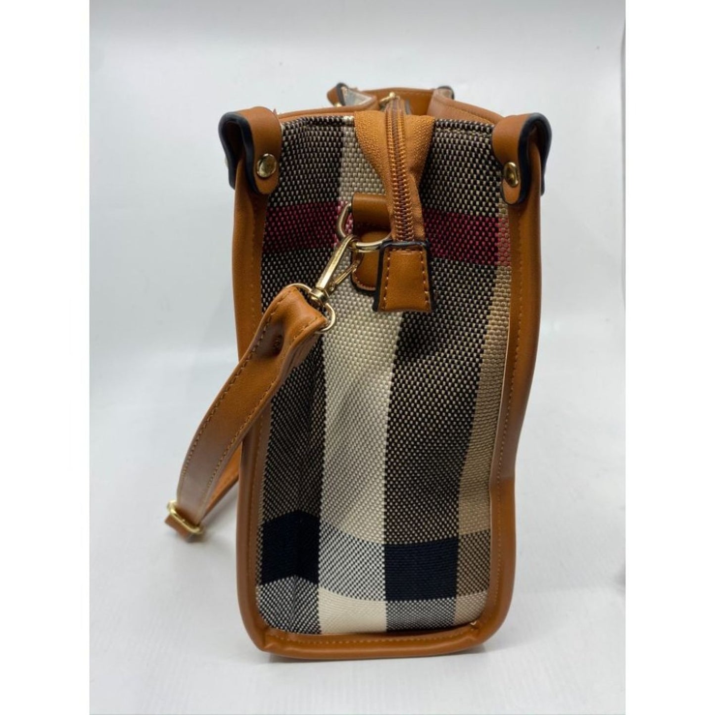 NWT! ClosetsNYC Large Plaid Tote Bag w/ Crossbody