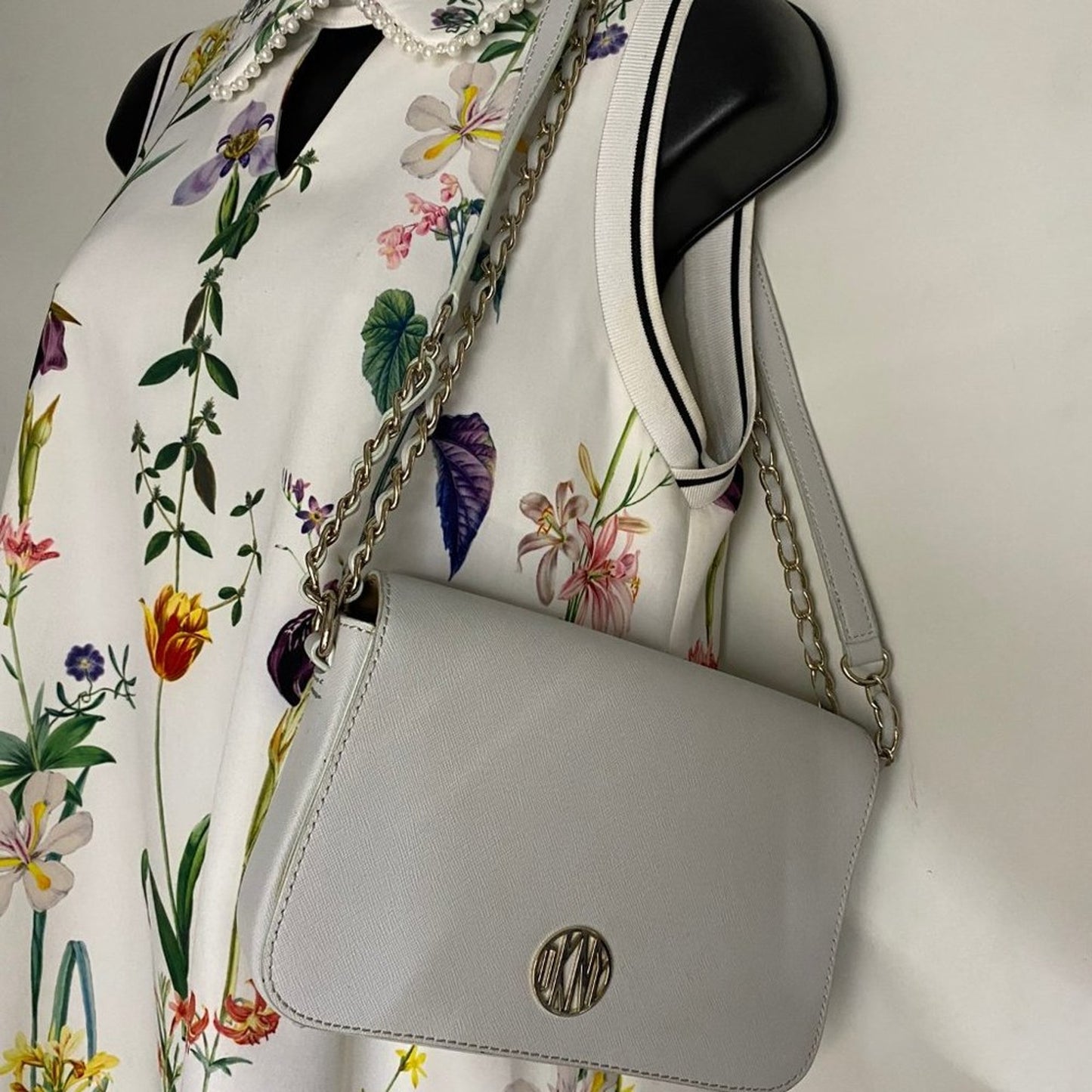 DKNY Silver Leather Crossbody
