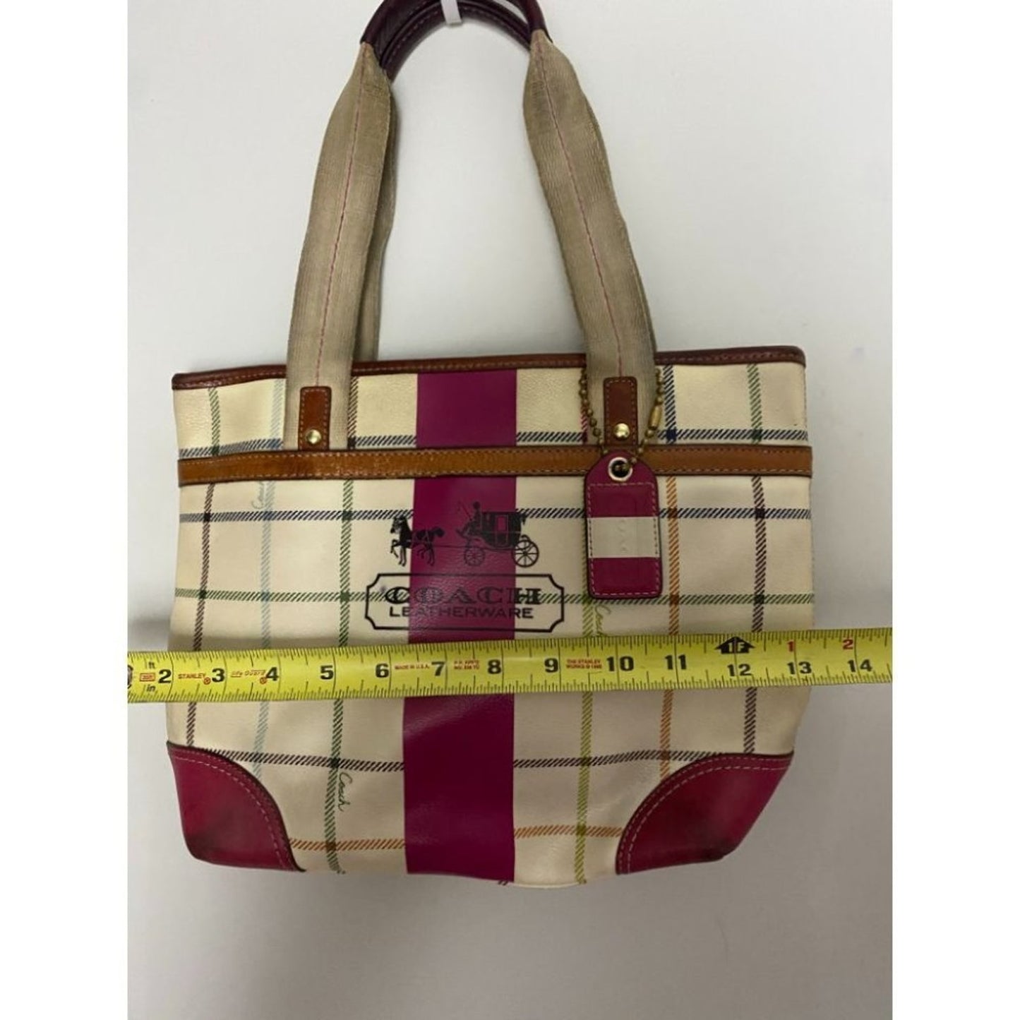 Coach Cream Red Coated Canvas Signature Handbag