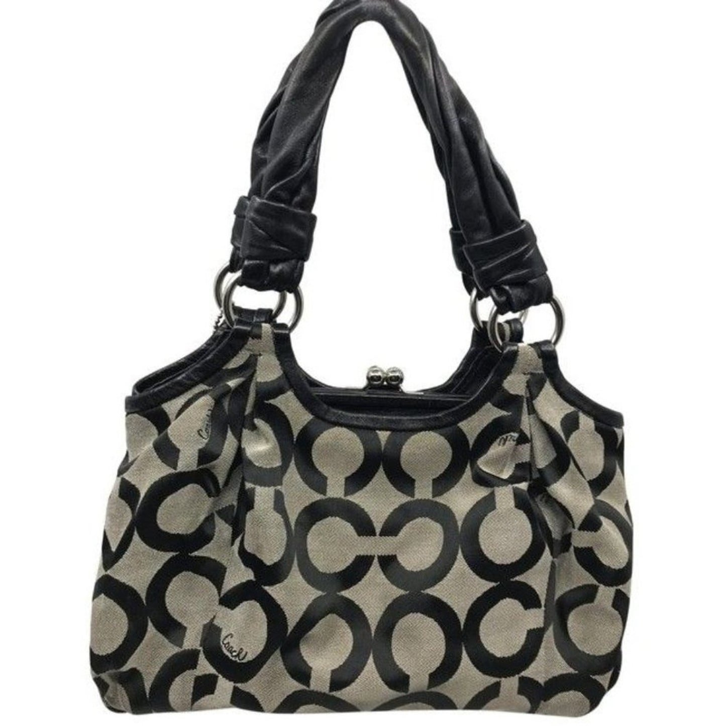 Coach Triple Compartment Style Large Blackgray Fabric Tote