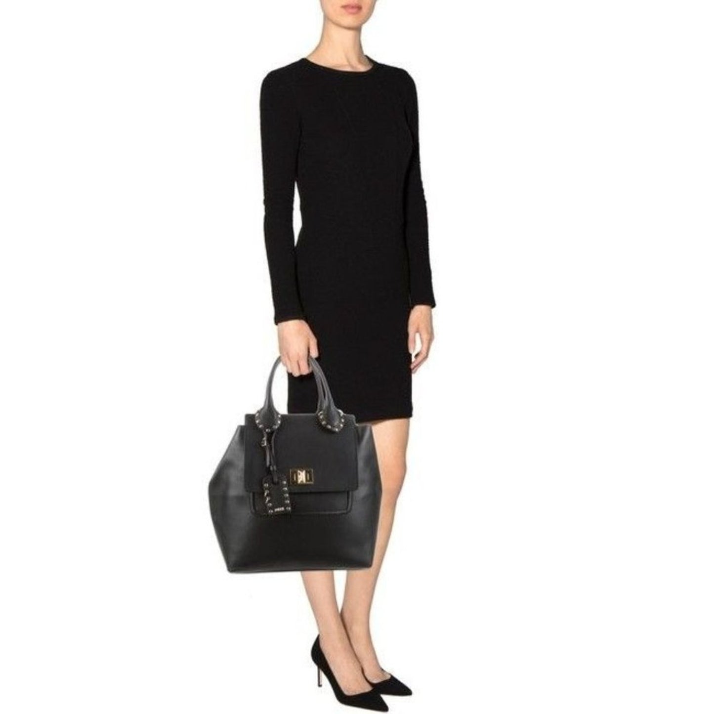 Emilio Pucci Medium City Marquise Top Handle Black Leather Shoulder Bag