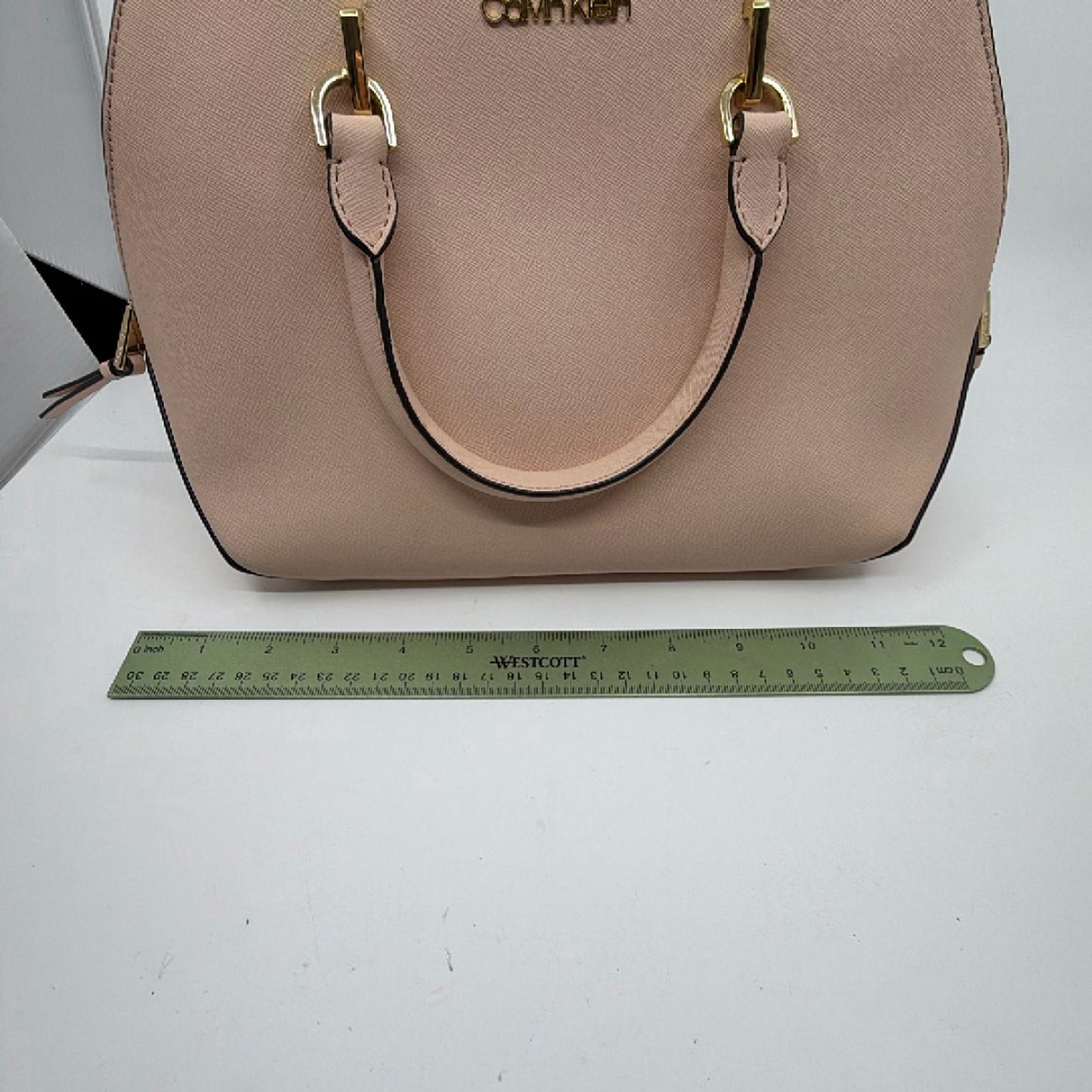 Calvin Klein Structured Satchel Pink Saffiano Handbag