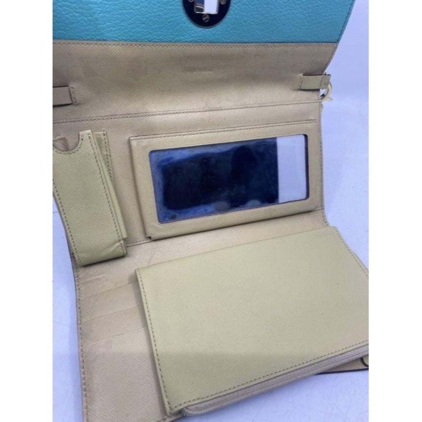 Kate Spade Blue Vintage Leather Mirror Lipstick Ca