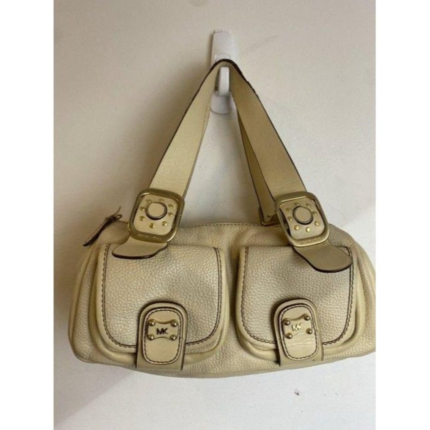 michael kors small handbag beige leather tote