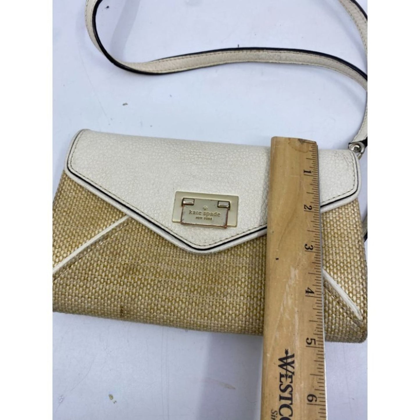 Kate Spade White Tan Fabric Crossbody Bag