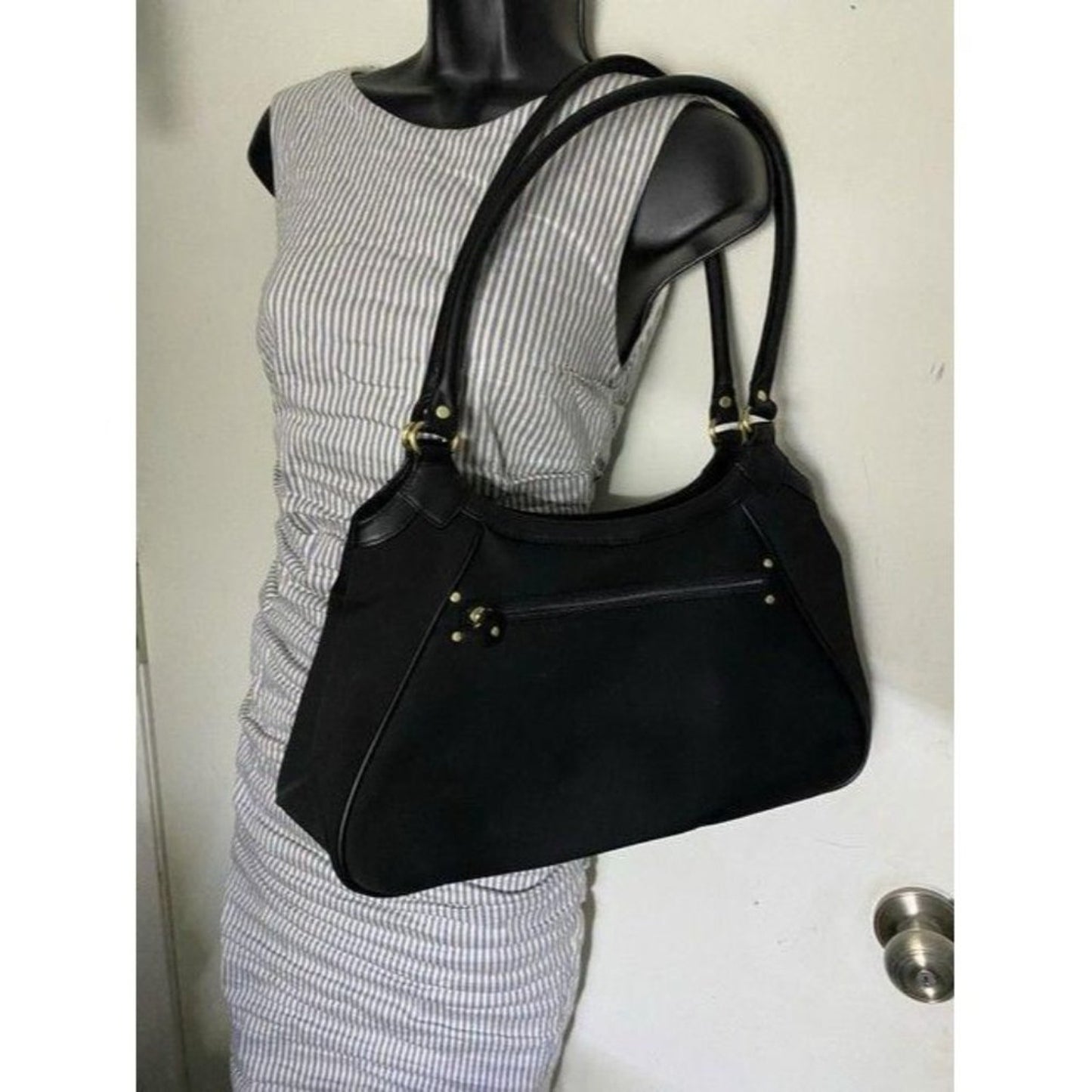 Maxx New York Tote Black Nylon Fabric Shoulder Bag