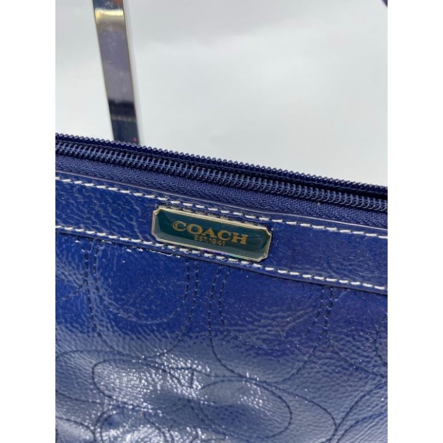 Coach Women's Blue Zipper Wristlet Bag