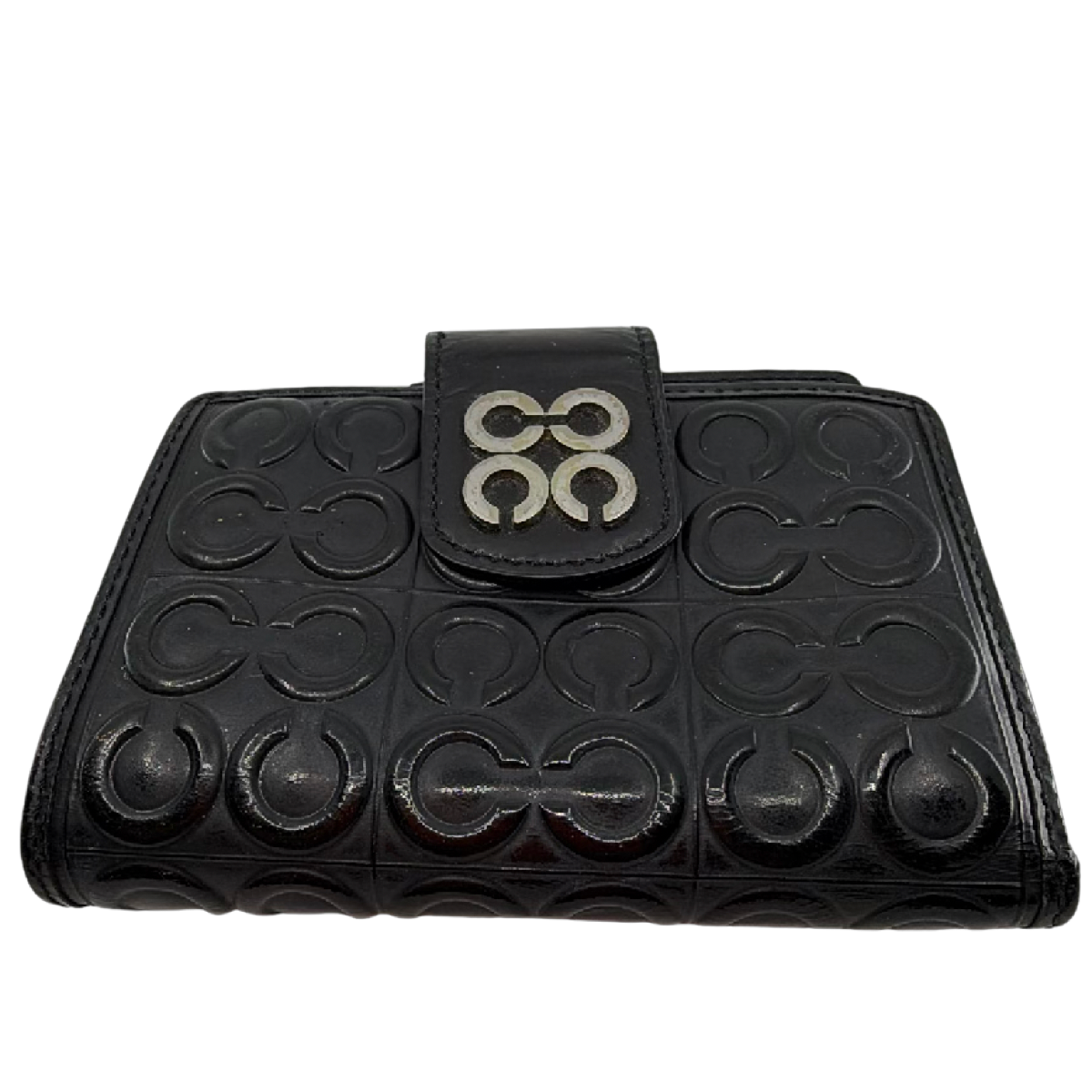 Coach Signature Embossed Black Patent Leather Wallet